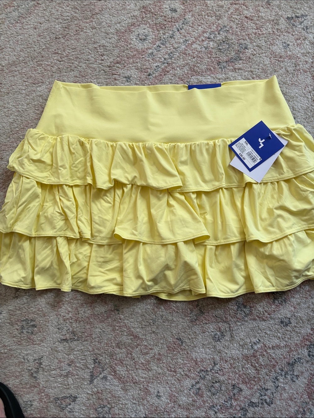 JoyLab Yellow Tiered Ruffle High Rise Mini Skirt -built in short size xxl NWT